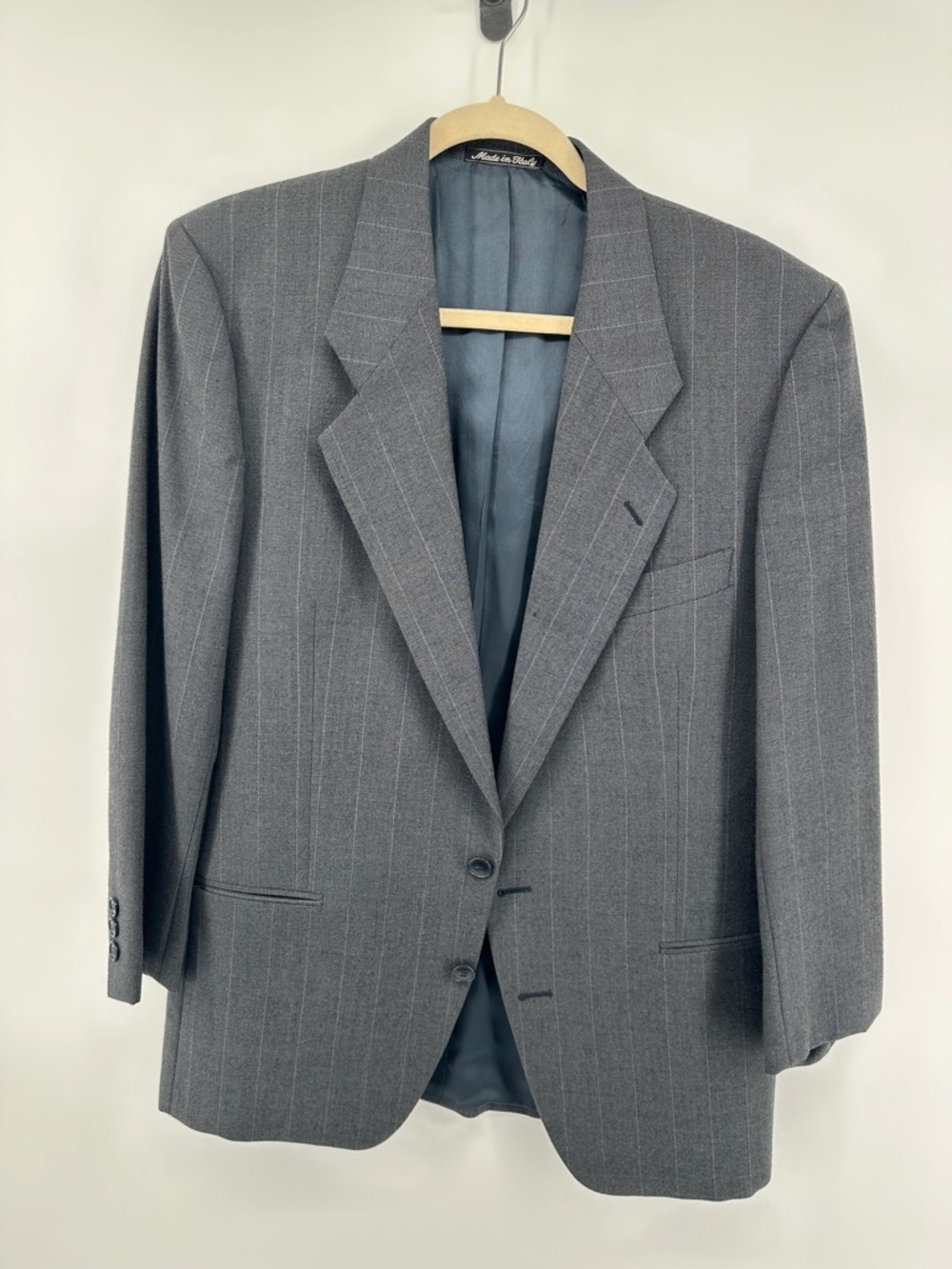 Mani‎ By Giorgio Armani VTG Luxury Academia Classic Gray Pinstripe Blazer Sz39R